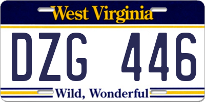 WV license plate DZG446