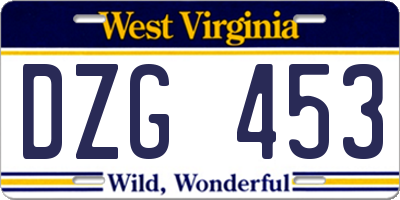 WV license plate DZG453