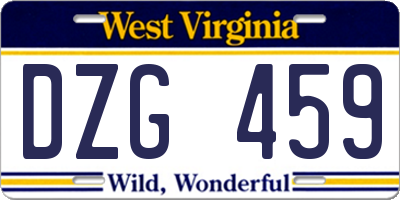 WV license plate DZG459