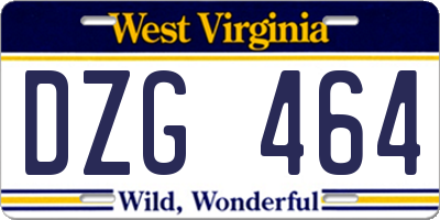 WV license plate DZG464