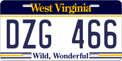 WV license plate DZG466