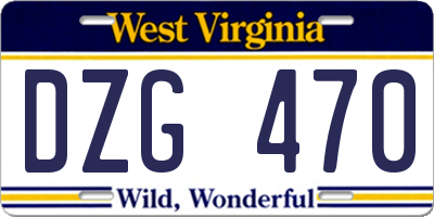 WV license plate DZG470