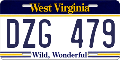 WV license plate DZG479