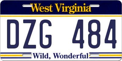 WV license plate DZG484