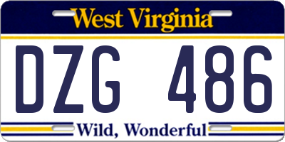 WV license plate DZG486