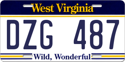 WV license plate DZG487