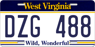 WV license plate DZG488