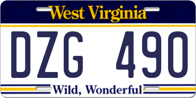 WV license plate DZG490