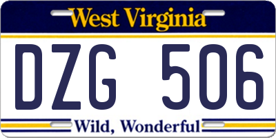 WV license plate DZG506
