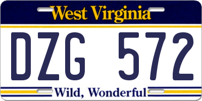 WV license plate DZG572