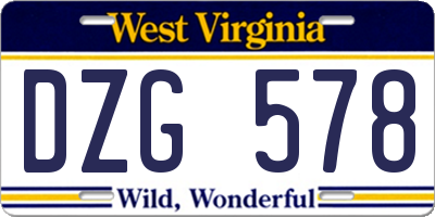 WV license plate DZG578
