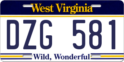 WV license plate DZG581