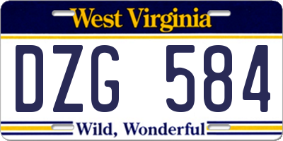 WV license plate DZG584