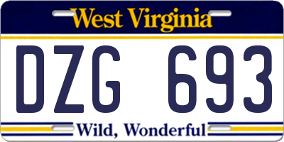 WV license plate DZG693