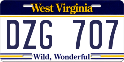 WV license plate DZG707