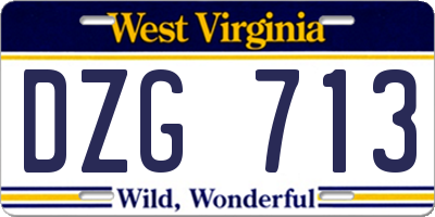 WV license plate DZG713