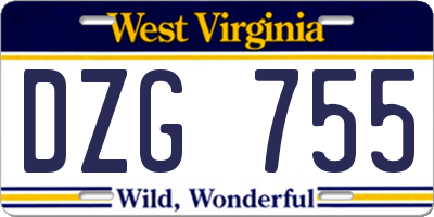 WV license plate DZG755
