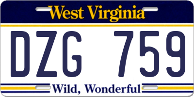 WV license plate DZG759