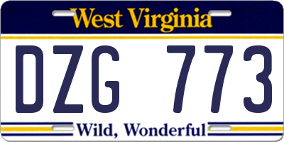 WV license plate DZG773