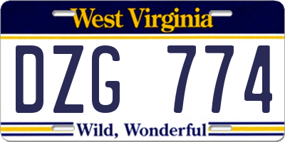 WV license plate DZG774