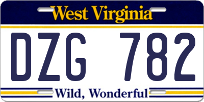 WV license plate DZG782