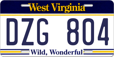 WV license plate DZG804