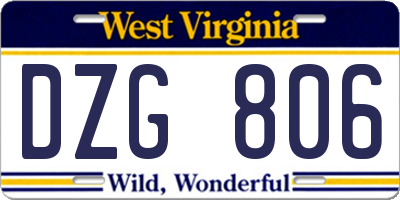 WV license plate DZG806
