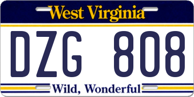 WV license plate DZG808