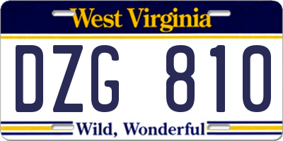WV license plate DZG810
