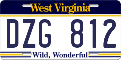 WV license plate DZG812