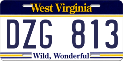 WV license plate DZG813
