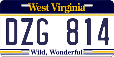 WV license plate DZG814
