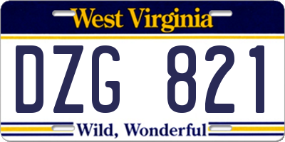 WV license plate DZG821