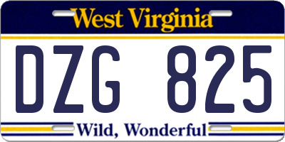 WV license plate DZG825