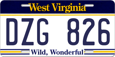 WV license plate DZG826