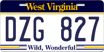 WV license plate DZG827