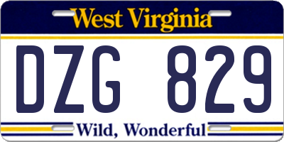 WV license plate DZG829