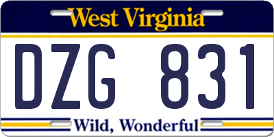 WV license plate DZG831