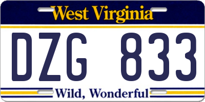 WV license plate DZG833