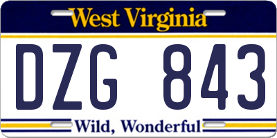 WV license plate DZG843