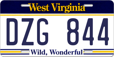 WV license plate DZG844