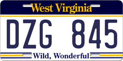 WV license plate DZG845