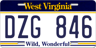 WV license plate DZG846