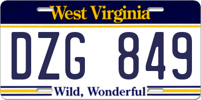 WV license plate DZG849