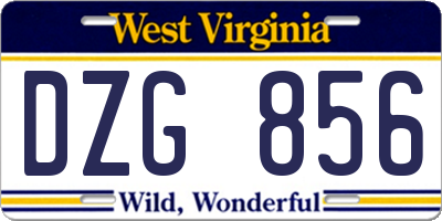 WV license plate DZG856