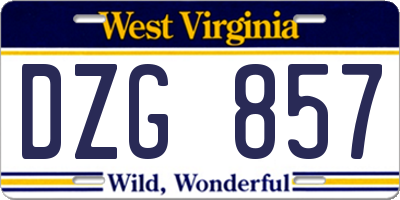 WV license plate DZG857