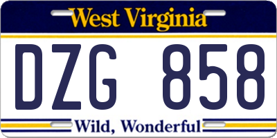 WV license plate DZG858