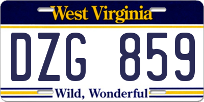 WV license plate DZG859