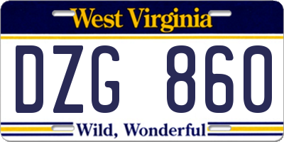 WV license plate DZG860