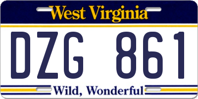 WV license plate DZG861